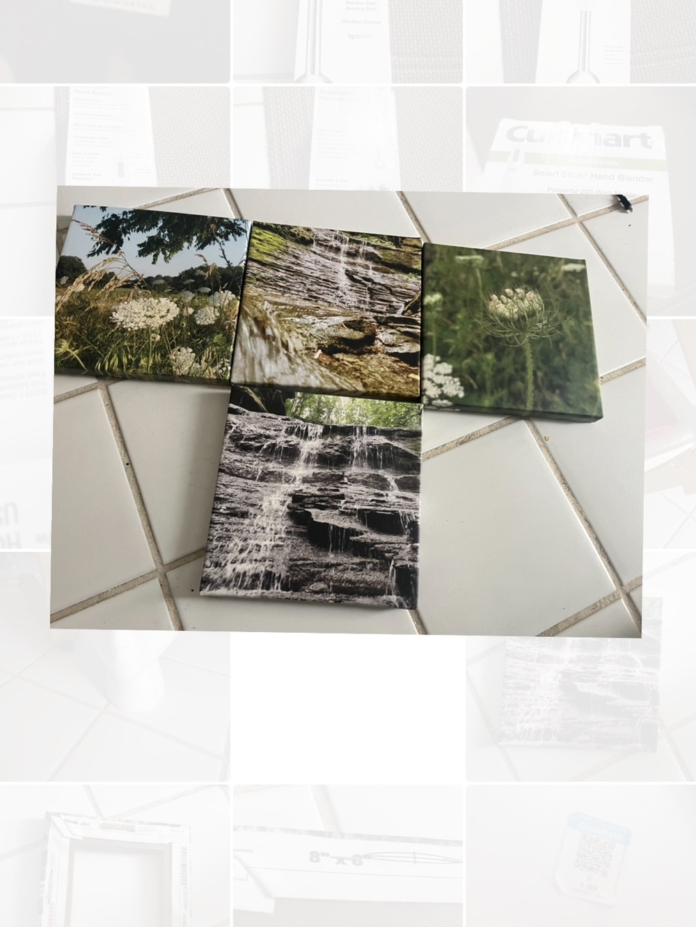 4 square canvas prints featuring nature photography New